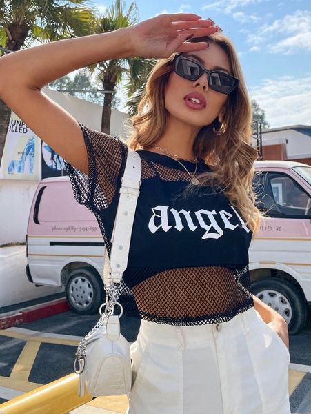 contrast fishnet letter graphic q08k#, White
contrast fishnet letter graphic q08k#, White