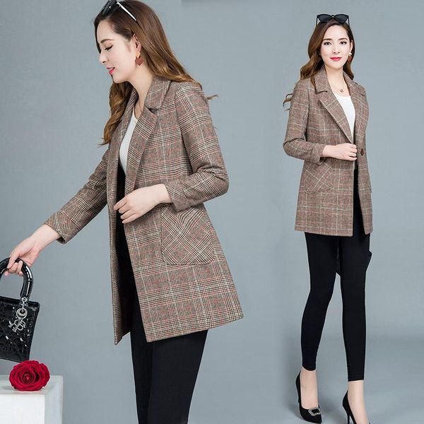 women's suits & blazers 2021 spring autumn vintage plaid suit coats female women windbreaker jacket slim large size casual office re243, White;black
women's suits & blazers 2021 spring autumn vintage plaid suit coats female women windbreaker jacket slim large size casual office re243, White;black