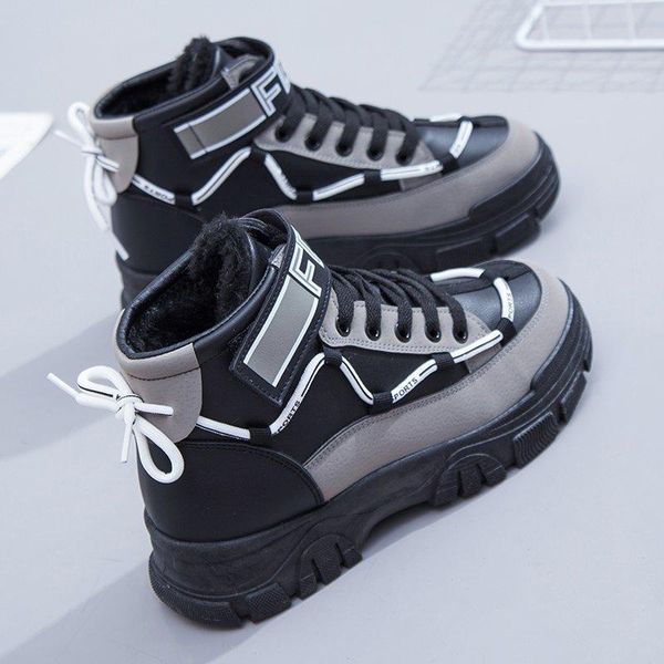 boots 2021 winter women fashion chunky ankle ulzzang women's platform keep warm sneakers woman plush shoes padded, Black 
boots 2021 winter women fashion chunky ankle ulzzang women's platform keep warm sneakers woman plush shoes padded, Black