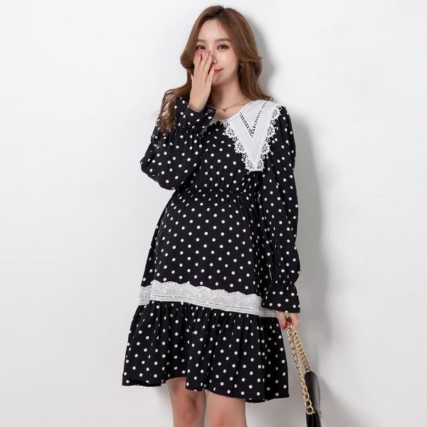 maternity dresses lace turn-down collar dress pregnant women autumn fashion dot long sleeve slim sashes pregnancy plus size, White
maternity dresses lace turn-down collar dress pregnant women autumn fashion dot long sleeve slim sashes pregnancy plus size, White