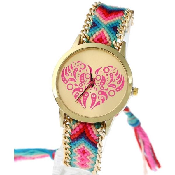 wristwatches gnova platinum heart watch women rainbow braided style ethnic hippie lace golden chain quartz wristwatch a707, Slivery;brown
wristwatches gnova platinum heart watch women rainbow braided style ethnic hippie lace golden chain quartz wristwatch a707, Slivery;brown
