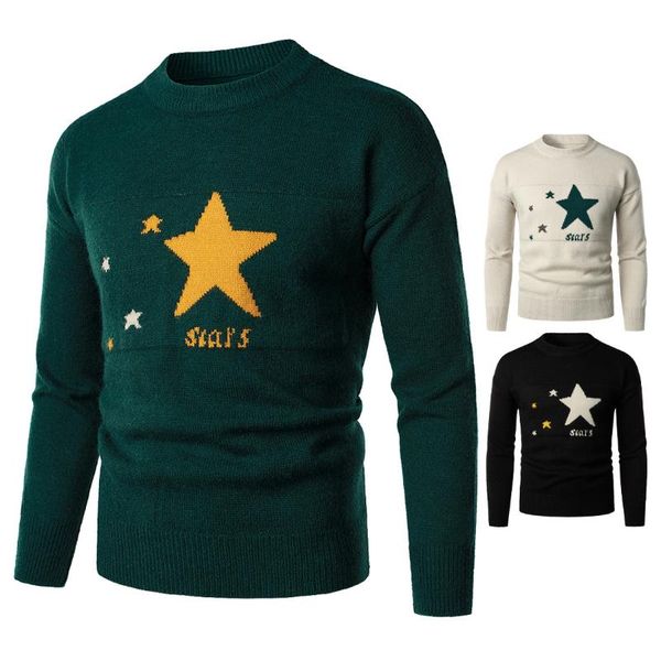 men's sweaters lomemol fall and winter loose sheep wool with letters stars pattern knitting, White;black
men's sweaters lomemol fall and winter loose sheep wool with letters stars pattern knitting, White;black