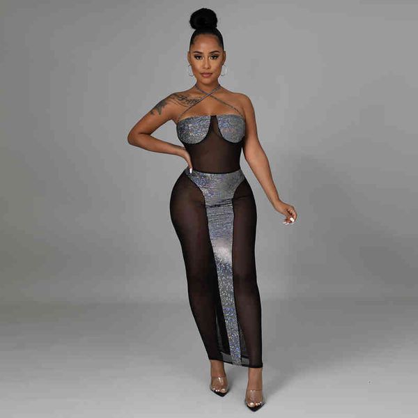 ladies fashion bandage silver cloth stitching perspective polyester mesh sleeveless chest wrapping dress, Black;gray
ladies fashion bandage silver cloth stitching perspective polyester mesh sleeveless chest wrapping dress, Black;gray
