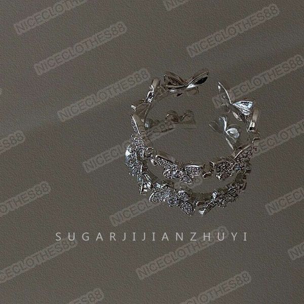 designer personality fashion niche butterfly with diamond open female adjustable band rings, Silver
designer personality fashion niche butterfly with diamond open female adjustable band rings, Silver