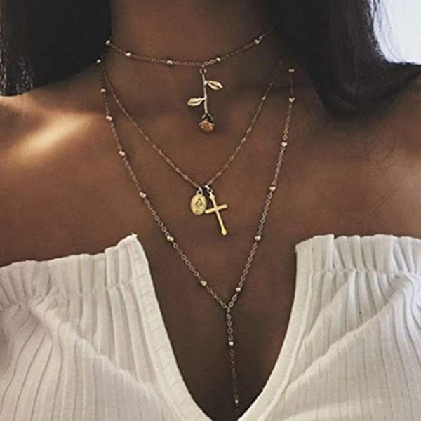 pendant necklaces multi layer coin rose flower choker necklace gothic virgin mary cross chunky chain long women jewelry, Silver
pendant necklaces multi layer coin rose flower choker necklace gothic virgin mary cross chunky chain long women jewelry, Silver