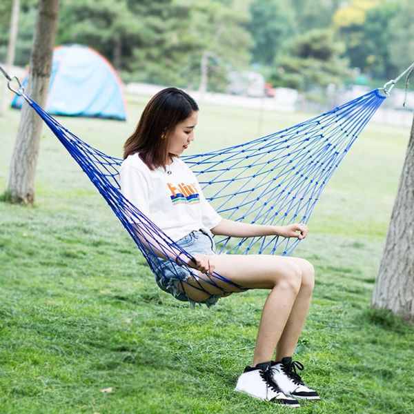 portable nylon camping hammock net outdoor travel mountaineering garden sleeping bed hanging chair load bearing 100kg pads 
portable nylon camping hammock net outdoor travel mountaineering garden sleeping bed hanging chair load bearing 100kg pads