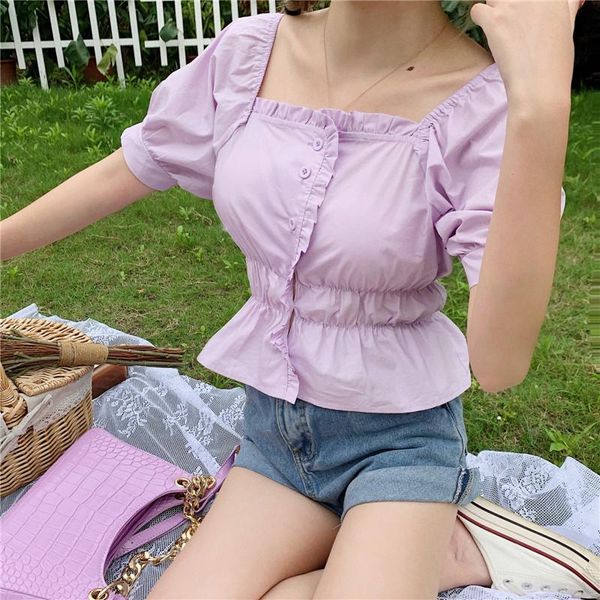 women's blouses & shirts coigarsam 4xl plus size french style shirt womens summer square collar high waist women lavender 615, White
women's blouses & shirts coigarsam 4xl plus size french style shirt womens summer square collar high waist women lavender 615, White