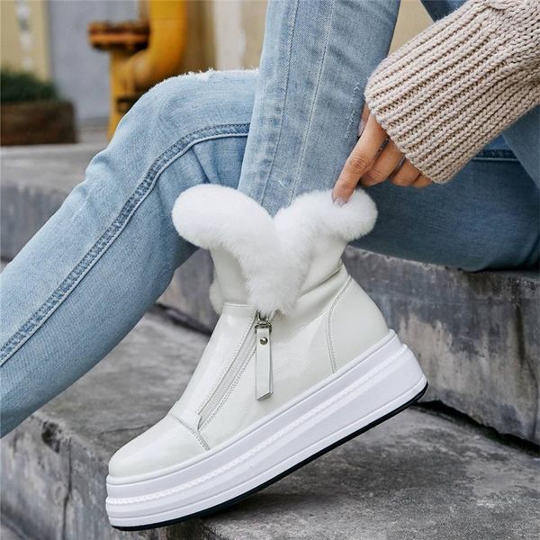 boots enplei ankle women winter snow genuine leather round toe flat platform fur decoration female warm shoes 34-40, Black
boots enplei ankle women winter snow genuine leather round toe flat platform fur decoration female warm shoes 34-40, Black