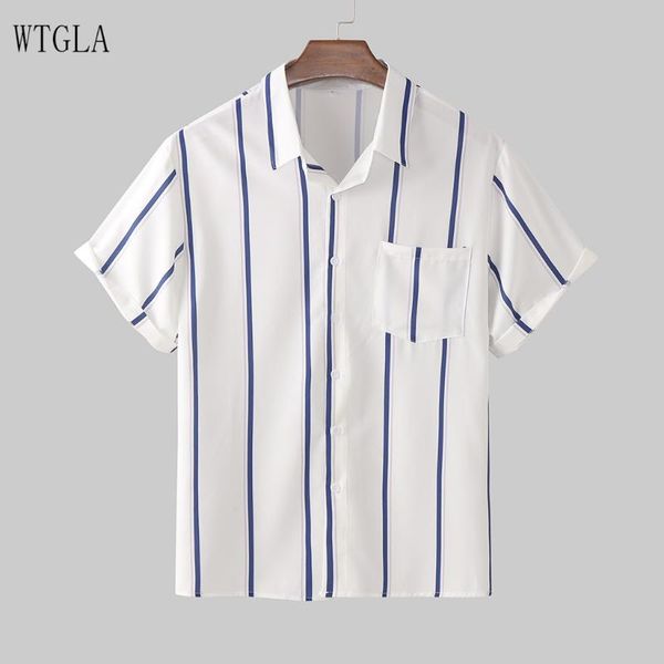 men's casual shirts 2021 arrivals loose short sleeve for men striped print button down t-shirt summer camisas, White;black
men's casual shirts 2021 arrivals loose short sleeve for men striped print button down t-shirt summer camisas, White;black