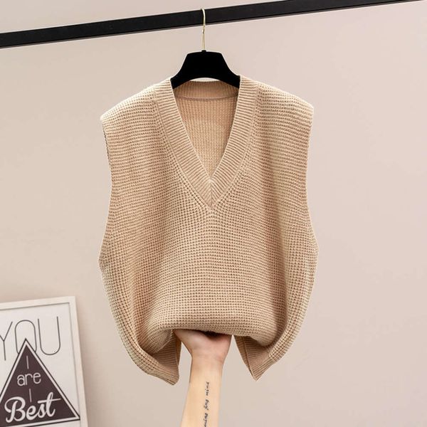 loose large vest women's autumn winter v-neck sweater waistcoat, White
loose large vest women's autumn winter v-neck sweater waistcoat, White