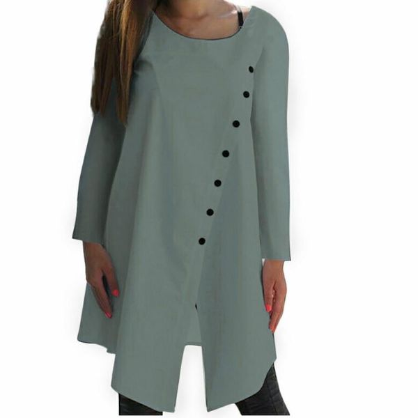women o-neck solid colors split long t-shirts fashion multi-button asymmetrical spring autumn plus size casual tunic women's t-shirt, White
women o-neck solid colors split long t-shirts fashion multi-button asymmetrical spring autumn plus size casual tunic women's t-shirt, White