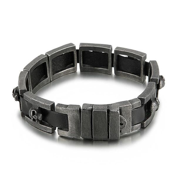 link, chain punk retro casual jewelry frosted metal skull bracelet for men, Black
link, chain punk retro casual jewelry frosted metal skull bracelet for men, Black