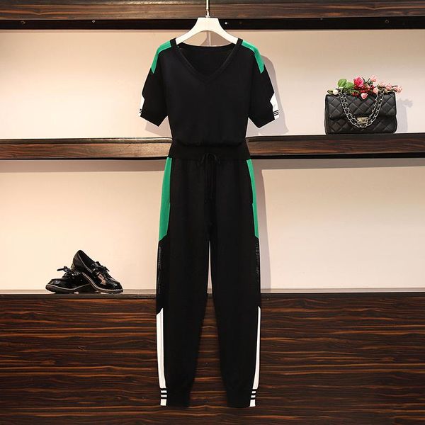 women's two piece pants 2021 arrival patchwork short-sleeved sweater + elastic waist women movement 2pcs suit ladies summer clothing se, White
women's two piece pants 2021 arrival patchwork short-sleeved sweater + elastic waist women movement 2pcs suit ladies summer clothing se, White
