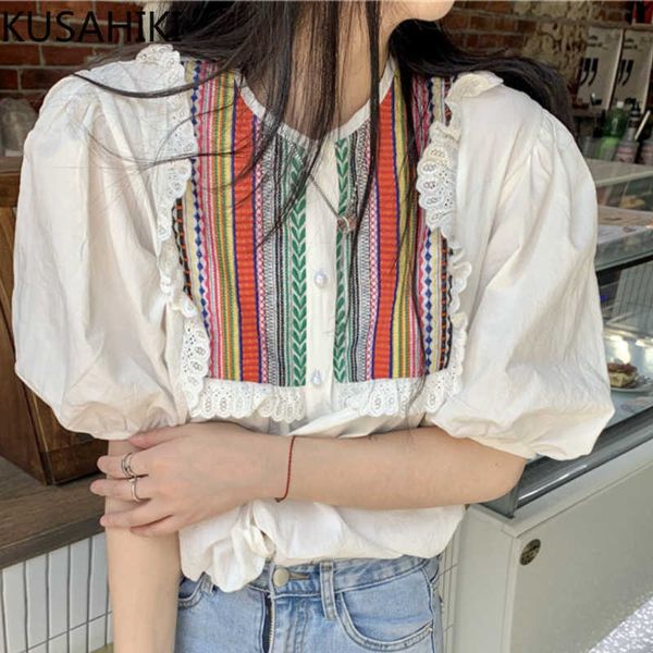korean chic embroideried blouse causal ruffle o-neck puff sleeve shirt spring summer blusas mujer 6g785 210603, White
korean chic embroideried blouse causal ruffle o-neck puff sleeve shirt spring summer blusas mujer 6g785 210603, White