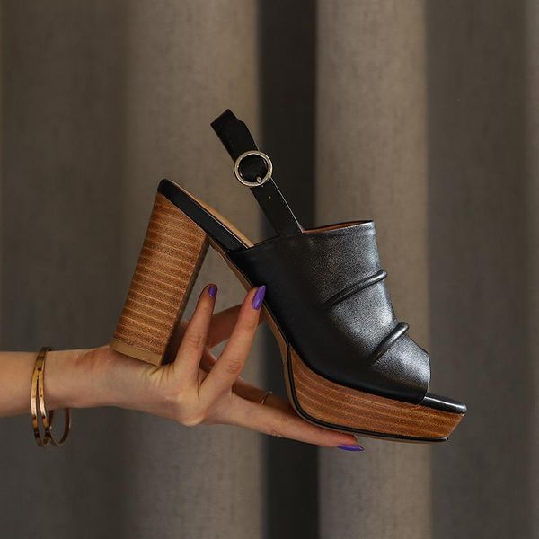 women sandals genuine leather back buckles high heels pumps summer est night club party shoes woman, Black
women sandals genuine leather back buckles high heels pumps summer est night club party shoes woman, Black