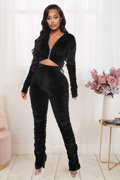 women's tracksuits autumn winter solid color velvet hooded long sleeve zipper crop and stacked pants 2 piece sets lx-6140, Gray
women's tracksuits autumn winter solid color velvet hooded long sleeve zipper crop and stacked pants 2 piece sets lx-6140, Gray
