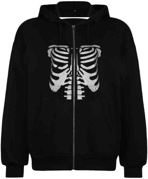 women's hoodies & sweatshirts 2021 gothic hip-hop street trend zipper oversized loose hoodie y2k halloween skull print pullover do, Black
women's hoodies & sweatshirts 2021 gothic hip-hop street trend zipper oversized loose hoodie y2k halloween skull print pullover do, Black