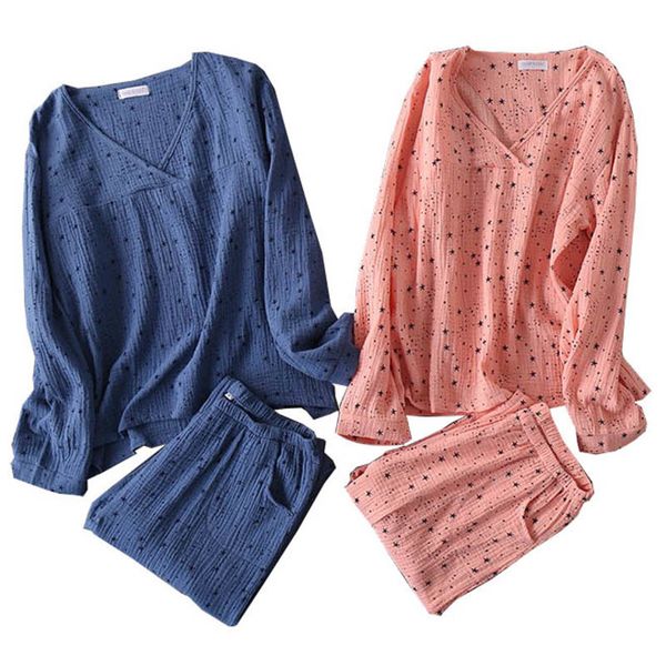women's sleepwear autumn new women solid color comfort 100% gauze cotton pajamas set v-neck simple ladies fall homewear wwoy, Black;red
women's sleepwear autumn new women solid color comfort 100% gauze cotton pajamas set v-neck simple ladies fall homewear wwoy, Black;red