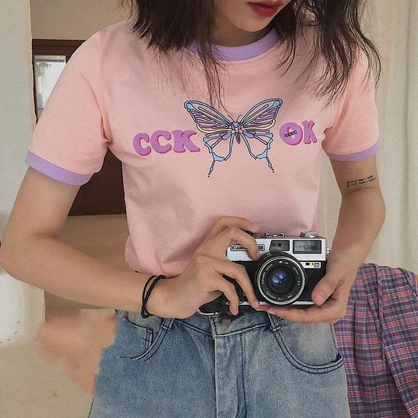 women's t-shirt 2021 cute cartoon prited tee shirt butterfly printed cotton short sleeve tees streetwear t-shirts, White
women's t-shirt 2021 cute cartoon prited tee shirt butterfly printed cotton short sleeve tees streetwear t-shirts, White