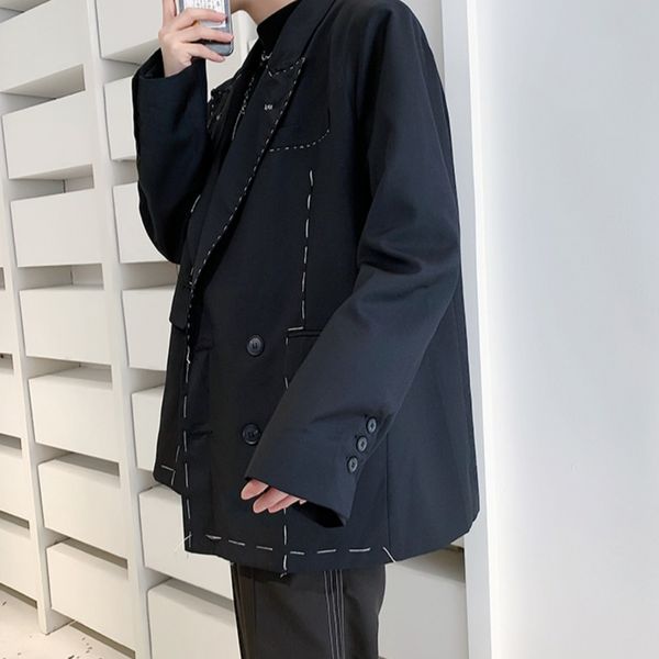 men high qualtiy niche hand-stitched blazer 2021 new double breasted long sleeve suit jacket for male loose big size coats, White;black
men high qualtiy niche hand-stitched blazer 2021 new double breasted long sleeve suit jacket for male loose big size coats, White;black