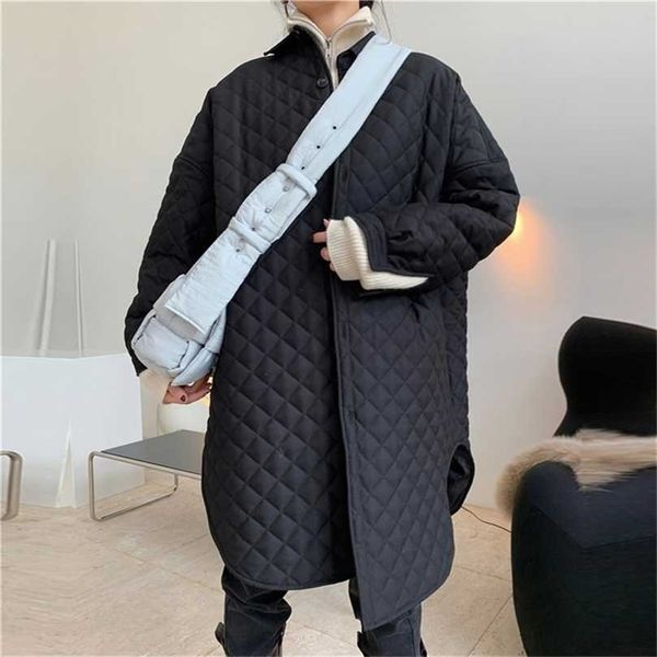winter parka thick fashionable silhouette argyle shirt quilted cotton coat female oversize thin long warm jacket women 211023, Black
winter parka thick fashionable silhouette argyle shirt quilted cotton coat female oversize thin long warm jacket women 211023, Black