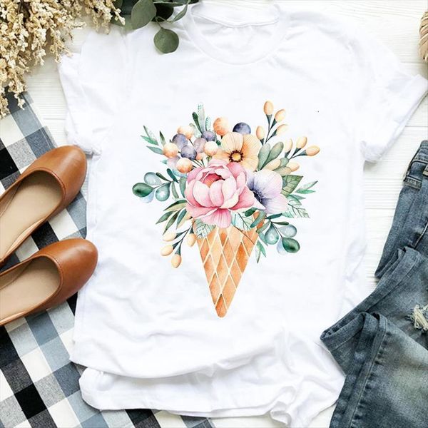 90s watercolor cartoon ice women t shirts cream floral print casual tee womens female shirt clothes graphic, White
90s watercolor cartoon ice women t shirts cream floral print casual tee womens female shirt clothes graphic, White