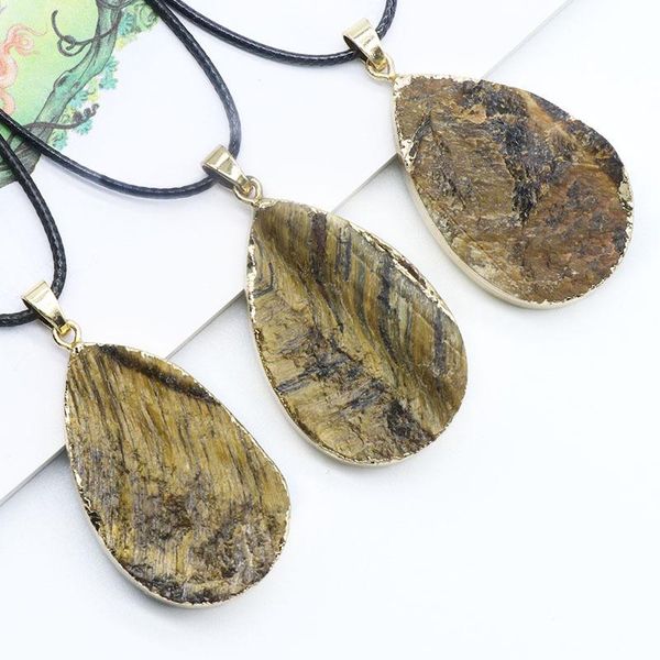 natural tiger eye rough stone water drop shaped gilt pendant necklace necklaces, Silver
natural tiger eye rough stone water drop shaped gilt pendant necklace necklaces, Silver