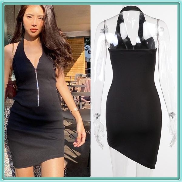 casual dresses fashion women's clothing summer 2021 sleeveless robe temperament half open collar zipper halter neck bodycon dress, Black;gray
casual dresses fashion women's clothing summer 2021 sleeveless robe temperament half open collar zipper halter neck bodycon dress, Black;gray
