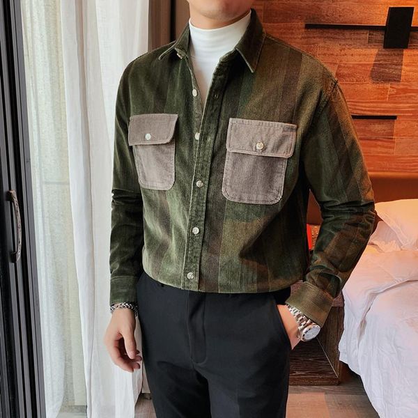 men's casual shirts autumn winter thick corduroy striped for men clothing 2021 front double pockets long sleeve camisa masculina, White;black
men's casual shirts autumn winter thick corduroy striped for men clothing 2021 front double pockets long sleeve camisa masculina, White;black