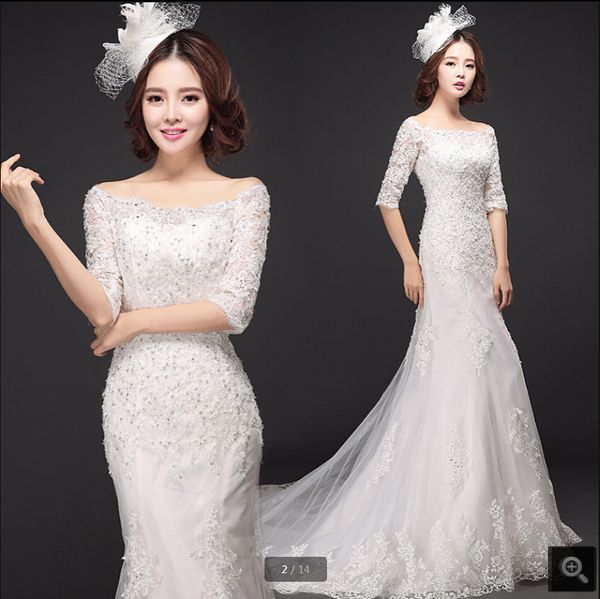 robe de mariage white tulle mermaid wedding dress off the shoulder half sleeve beaded vintage bride dresses court train corset modest women
robe de mariage white tulle mermaid wedding dress off the shoulder half sleeve beaded vintage bride dresses court train corset modest women