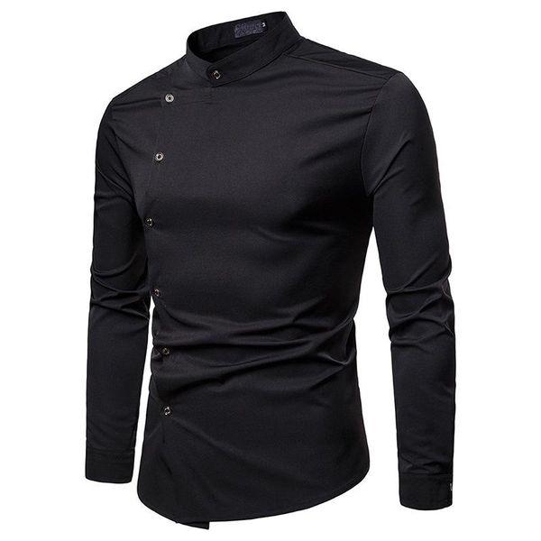 men's casual shirts mens oblique button down dress 2021 brand slim fit mandarin collar shirt men long sleeve business male xxl, White;black
men's casual shirts mens oblique button down dress 2021 brand slim fit mandarin collar shirt men long sleeve business male xxl, White;black
