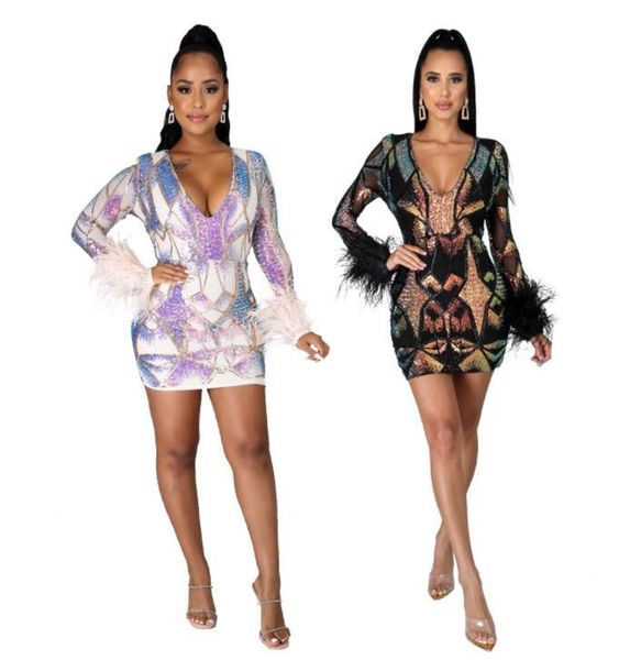 casual dresses women autumn bodycon mini sequined feather v-neck club party long sleeve pencil, Black;gray
casual dresses women autumn bodycon mini sequined feather v-neck club party long sleeve pencil, Black;gray