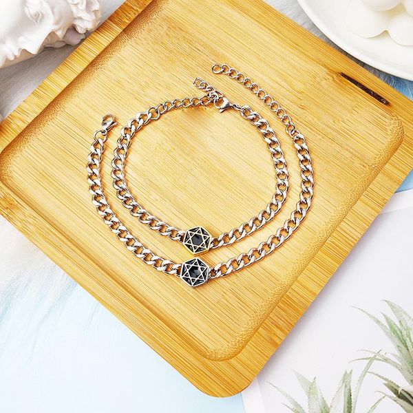 charm bracelets stainless steel hexagram six-pointed jewish star of david chunky chain for women men couple bracelet jewelry, Golden;silver
charm bracelets stainless steel hexagram six-pointed jewish star of david chunky chain for women men couple bracelet jewelry, Golden;silver