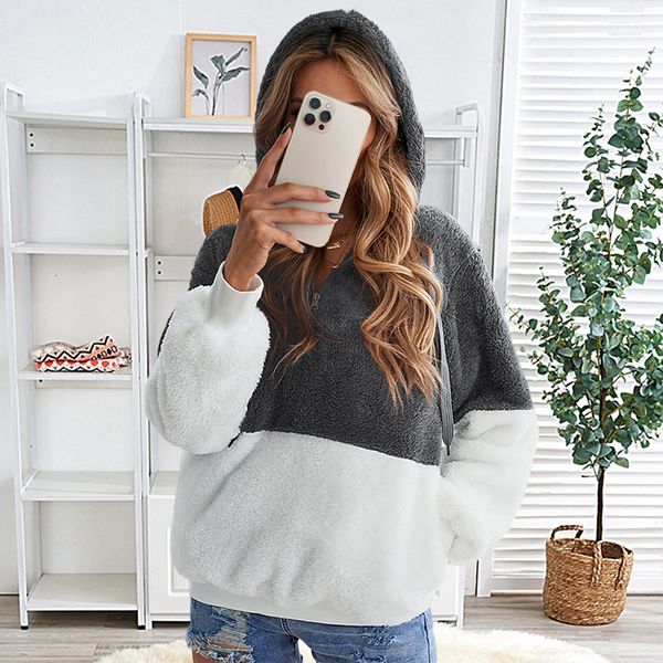 shiying hoodie women's autumn winter 2021 zipper plush contrast color casual women, White;black
shiying hoodie women's autumn winter 2021 zipper plush contrast color casual women, White;black