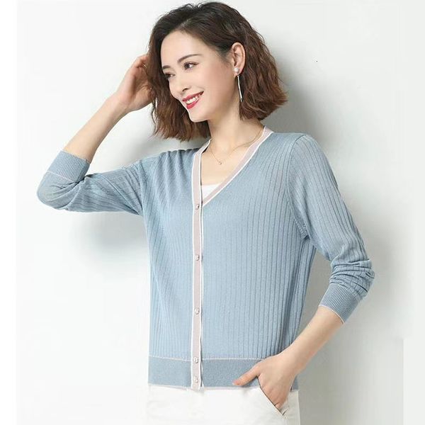 women's jackets summer cardigans woman knitted long sleeve cleavage in v silk wool sweater ice striped button blue point open autumn ou, Black;brown
women's jackets summer cardigans woman knitted long sleeve cleavage in v silk wool sweater ice striped button blue point open autumn ou, Black;brown