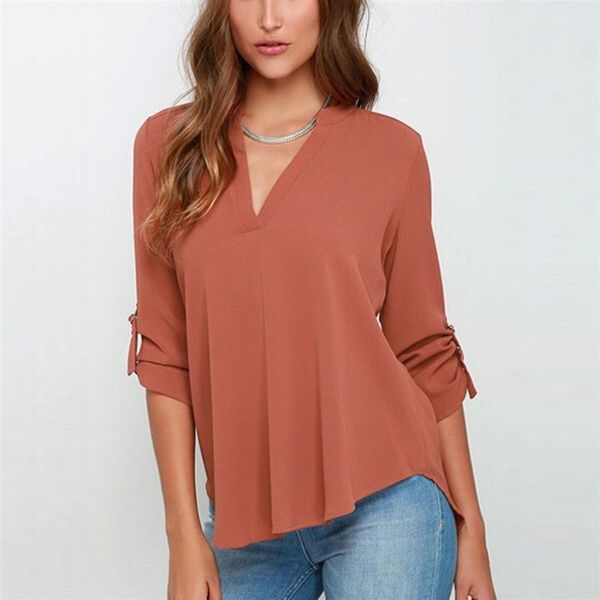 women's blouses & shirts fashion blouse summer casual v-neck pullover solid color fold sleeves plus size long sleeve donsignet, White
women's blouses & shirts fashion blouse summer casual v-neck pullover solid color fold sleeves plus size long sleeve donsignet, White