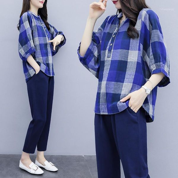 plaid leisure tracksuit women women's summer suit two piece set pants conjunto feminino tracksuits ukraine, Gray
plaid leisure tracksuit women women's summer suit two piece set pants conjunto feminino tracksuits ukraine, Gray