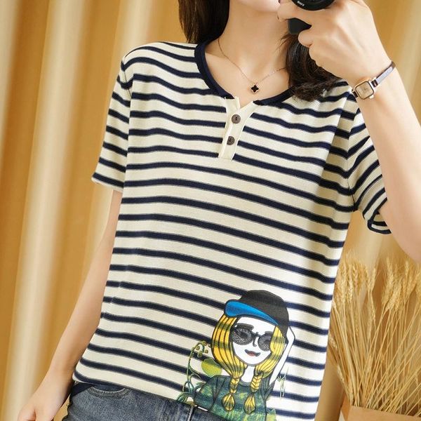 women's t-shirt ladies v-neck knitting short-sleeved 100% cotton with pullover loose large size women, White
women's t-shirt ladies v-neck knitting short-sleeved 100% cotton with pullover loose large size women, White