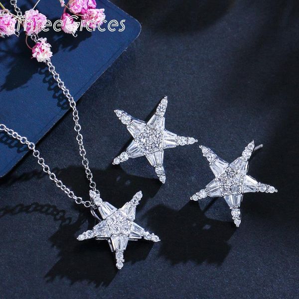 earrings & necklace threegraces fashion brand ladies jewelry cubic zirconia stone star pendant sets for women christmas gift js088, Silver
earrings & necklace threegraces fashion brand ladies jewelry cubic zirconia stone star pendant sets for women christmas gift js088, Silver