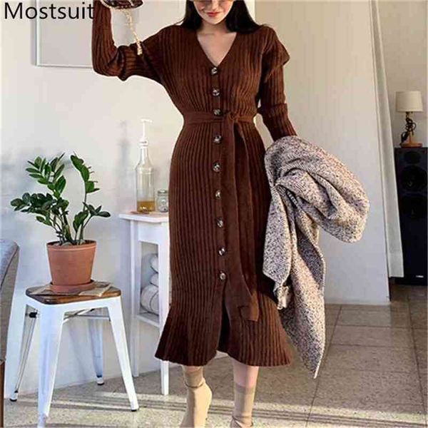 autumn korean knitted single-breasted women dress with sashes long sleeve v-neck splitting sweater dresses vestidos femme 210513, Black;gray
autumn korean knitted single-breasted women dress with sashes long sleeve v-neck splitting sweater dresses vestidos femme 210513, Black;gray