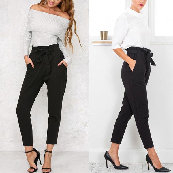women's leggings stylish pleated sashes women slim long pants high elastic waist straight trousers summer, Black
women's leggings stylish pleated sashes women slim long pants high elastic waist straight trousers summer, Black