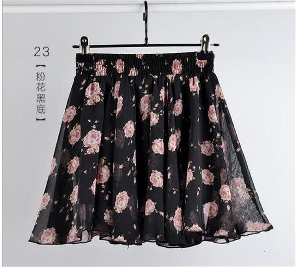 summer floral fashion retro beach womens skirts printed chiffon bohemia, Black 
summer floral fashion retro beach womens skirts printed chiffon bohemia, Black