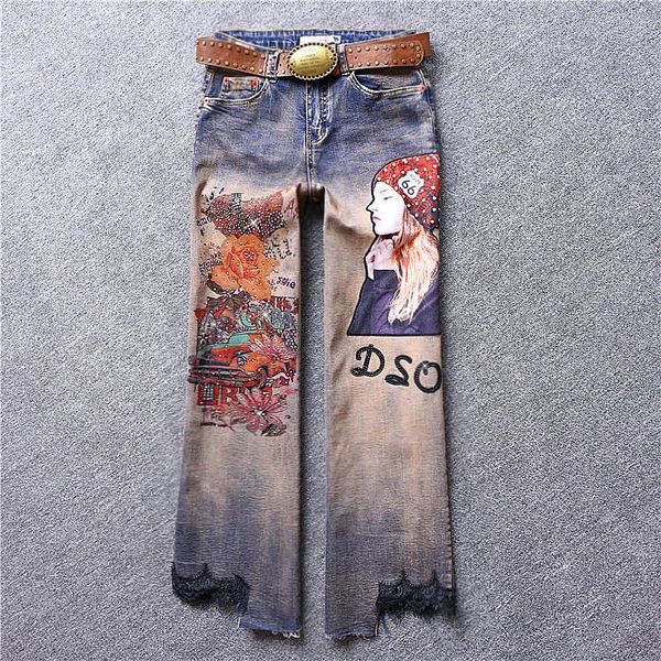 women's jeans brand fashion high-end luxury autumn vintage printing stamping diamond straight loose wide-leg, Blue
women's jeans brand fashion high-end luxury autumn vintage printing stamping diamond straight loose wide-leg, Blue