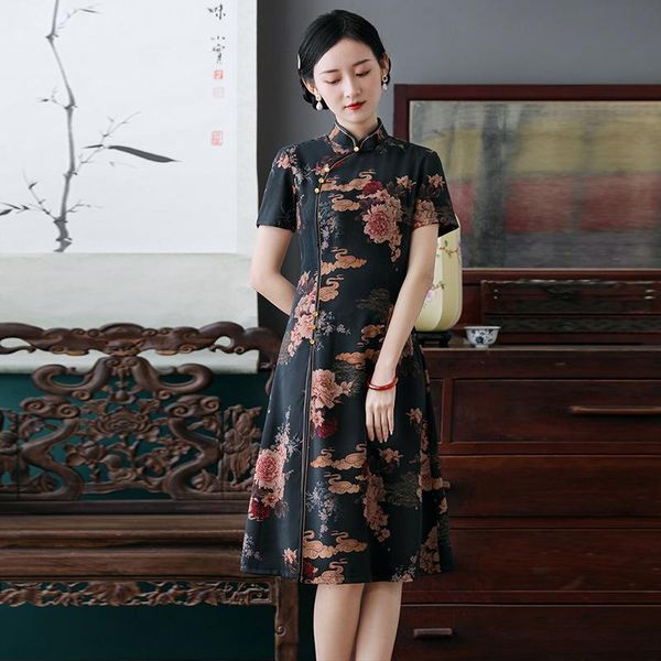 ethnic clothing women navy blue satin floral print short sleeve qipao evening dresses banquet mandarin collar cheongsam chinese vestido, Red
ethnic clothing women navy blue satin floral print short sleeve qipao evening dresses banquet mandarin collar cheongsam chinese vestido, Red