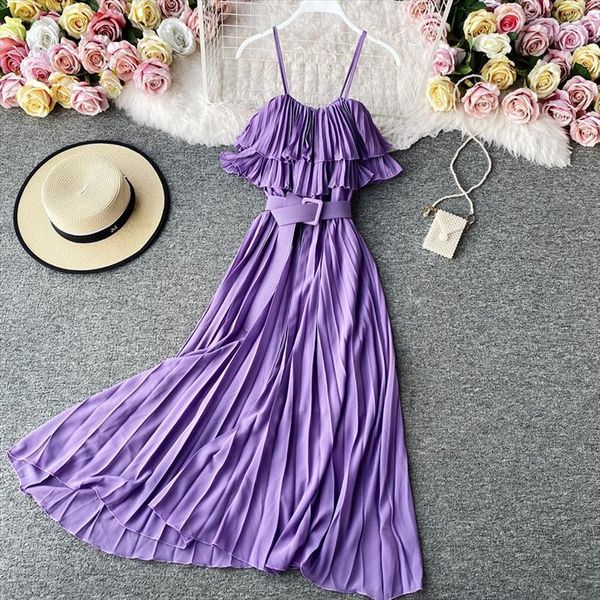 purple pink red pleated midi womens dress high waist sleeveless vacation beach dresses with sashes female robe mujer, Black;gray
purple pink red pleated midi womens dress high waist sleeveless vacation beach dresses with sashes female robe mujer, Black;gray