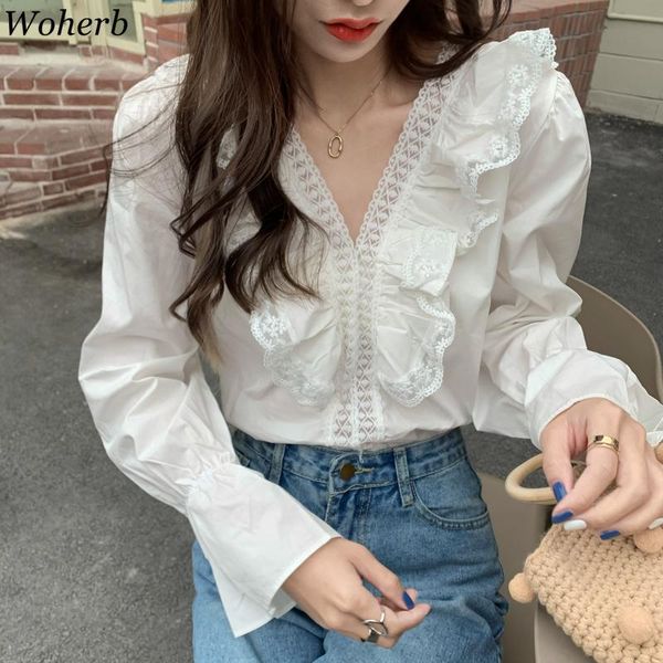 women's blouses & shirts woherb blusas femme ruffle hollow patchwork 2021 korean chic casual streetwear sweet blouse all match shirt, White
women's blouses & shirts woherb blusas femme ruffle hollow patchwork 2021 korean chic casual streetwear sweet blouse all match shirt, White