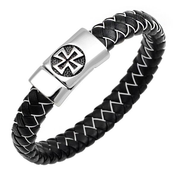 new bracelet cross trendy men's personalized woven punk cowhide stainless steel bracelet, Golden;silver
new bracelet cross trendy men's personalized woven punk cowhide stainless steel bracelet, Golden;silver