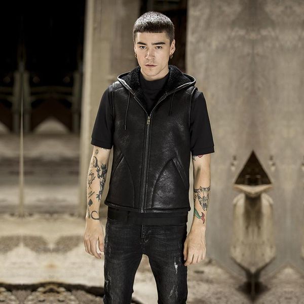 men's leather & faux .fashion men winter warm biker wool fur jacket,classic genuine vest.thick sheepskin shearling coat.young, Black
men's leather & faux .fashion men winter warm biker wool fur jacket,classic genuine vest.thick sheepskin shearling coat.young, Black