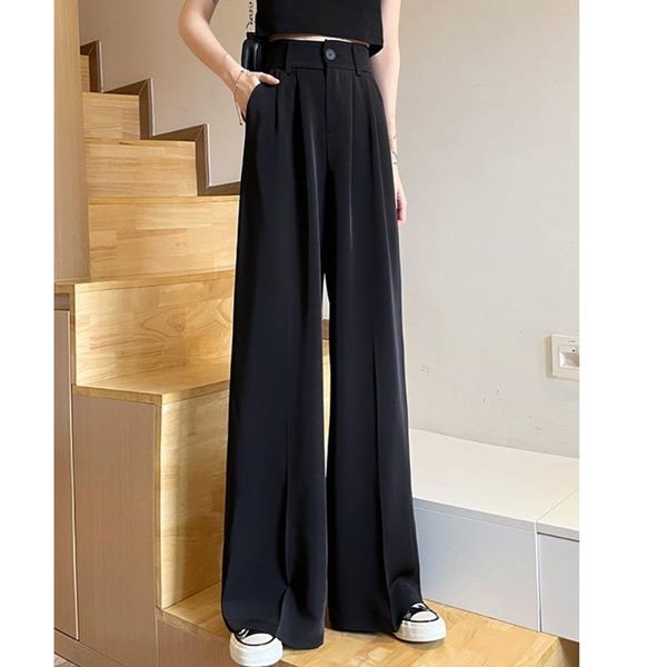 women's pants & capris suit summer 2021 high waist slim black wide leg floor dragging casual loose, Black;white
women's pants & capris suit summer 2021 high waist slim black wide leg floor dragging casual loose, Black;white