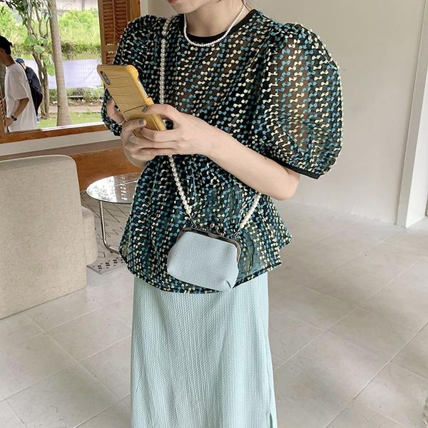 women's blouses & shirts women shirt see through transparent puff sleeve blouse ladies 3d embroidered chic loose green oversized, White
women's blouses & shirts women shirt see through transparent puff sleeve blouse ladies 3d embroidered chic loose green oversized, White